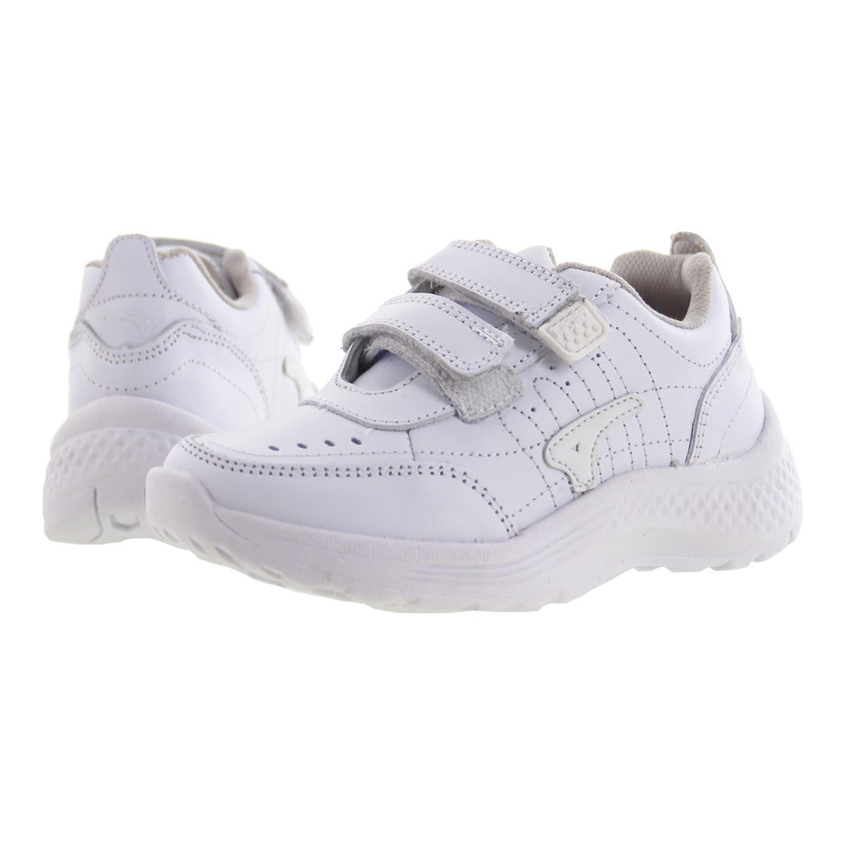 Tenis Escolar Unisex 126 Piel Blanca doble Velcro