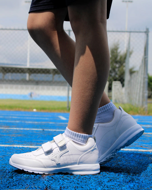 Tenis Escolar Unisex 126 Piel Blanca doble Velcro