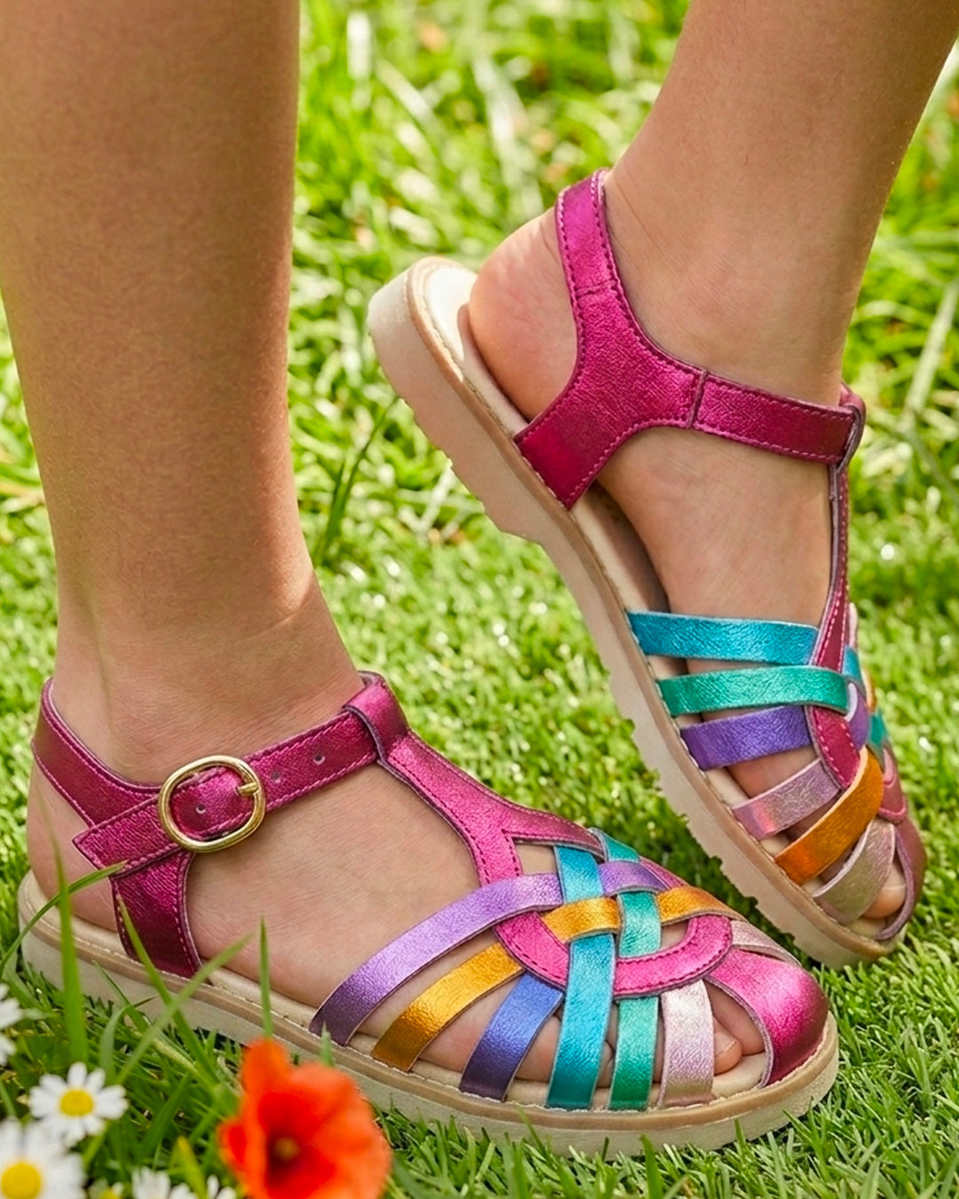 Sandalia Niña 20020 Multicolor Metálico Trenzado