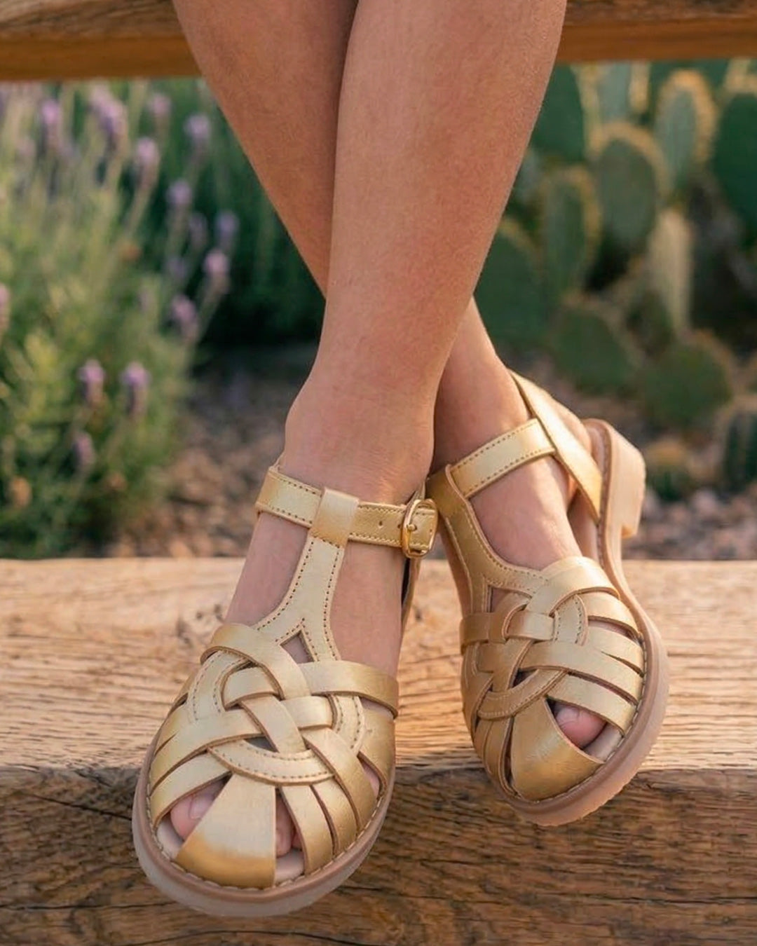 Sandalia Niña 20020 Oro tiras Cruzadas