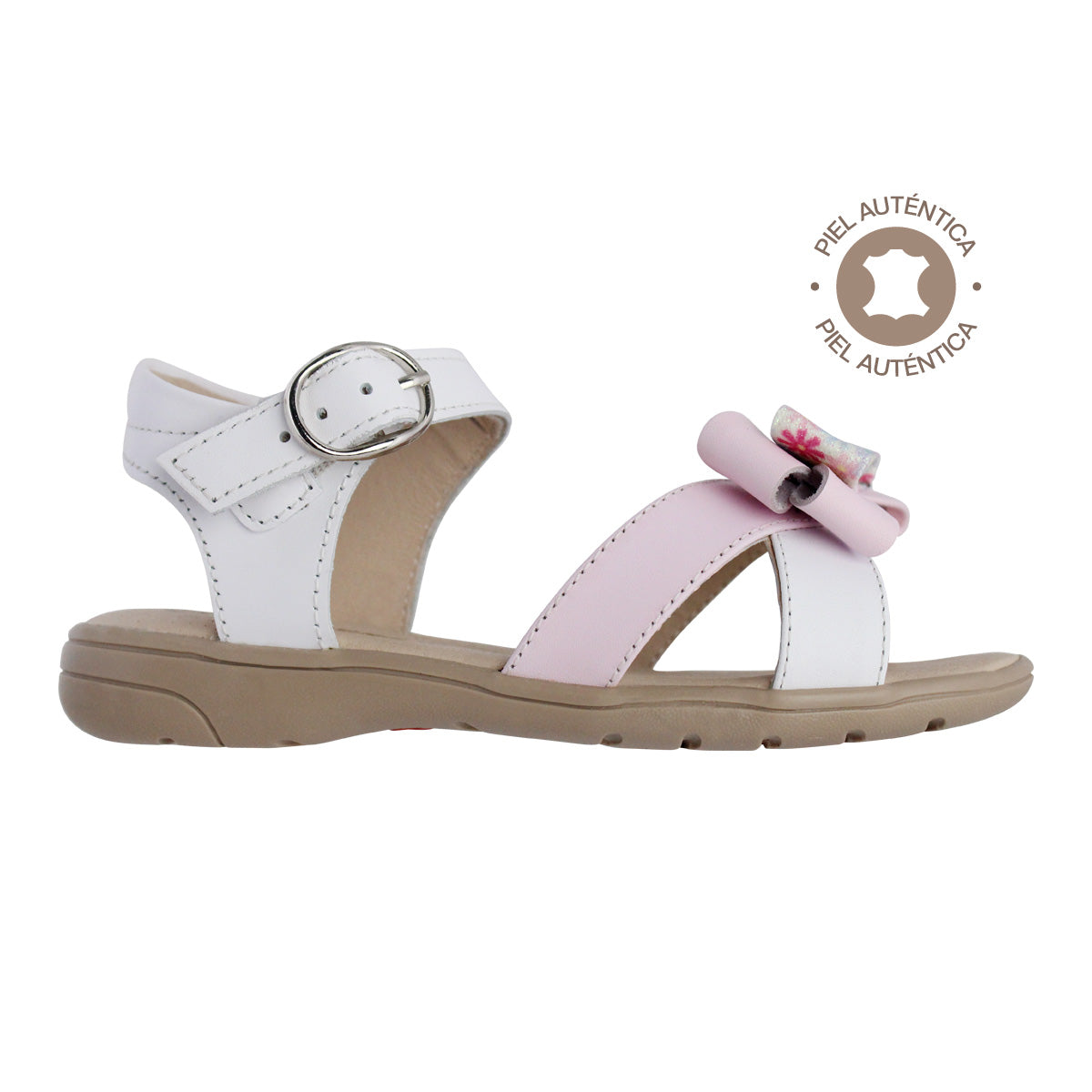 Sandalia Niña 2010 Piel Blanco con Moño