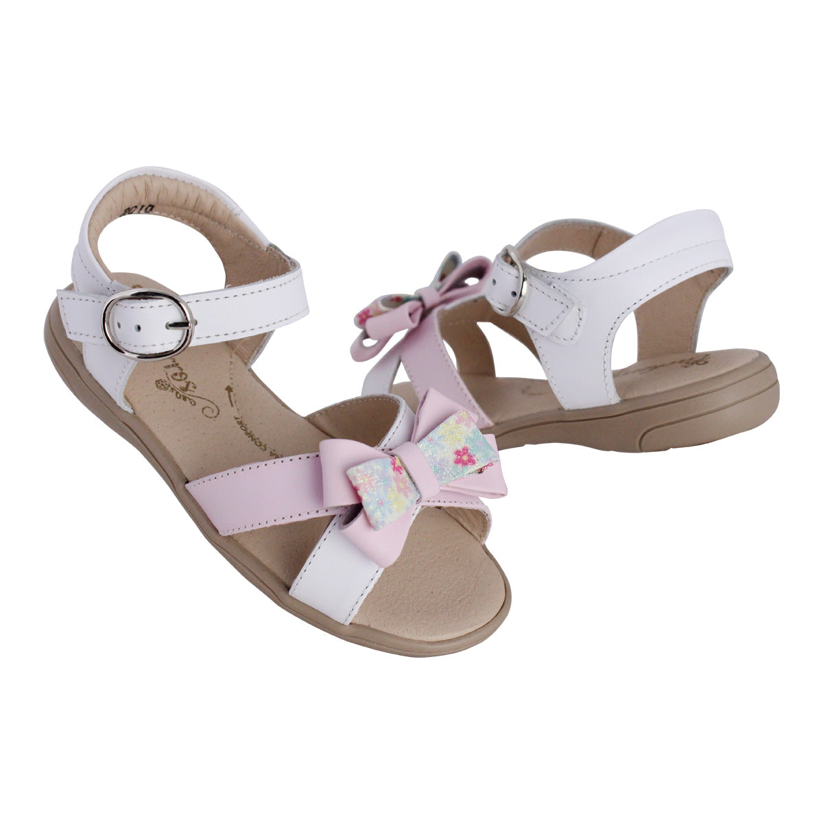 Sandalia Niña 2010 Piel Blanco con Moño