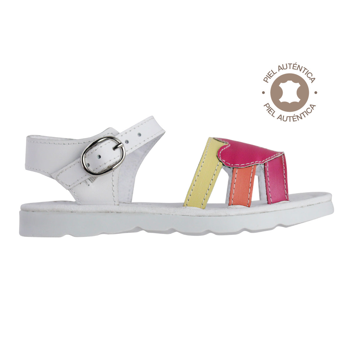 Sandalia Niña 2020 Piel Blanco con hebilla y Corazón