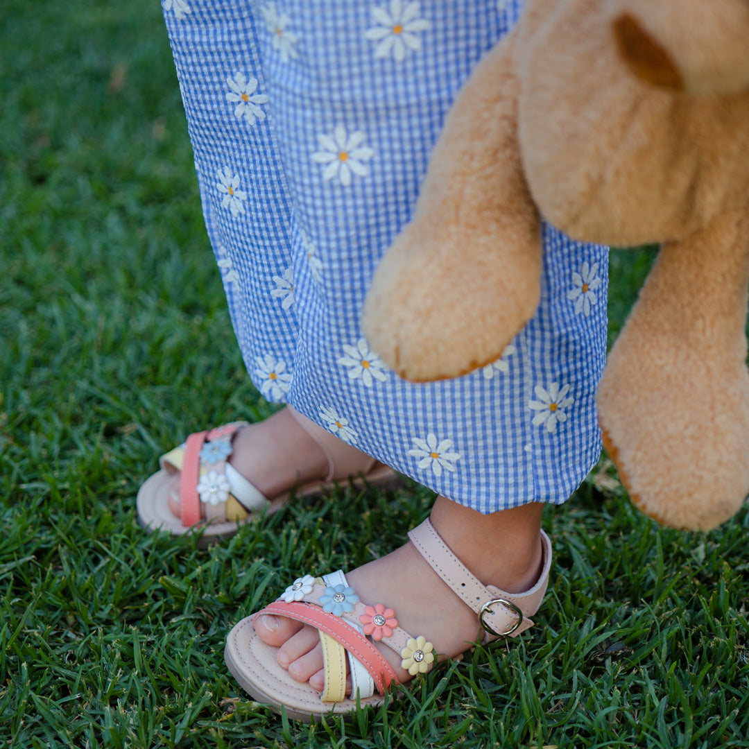 Sandalia Niña 2040 Piel Maquillaje con Flores