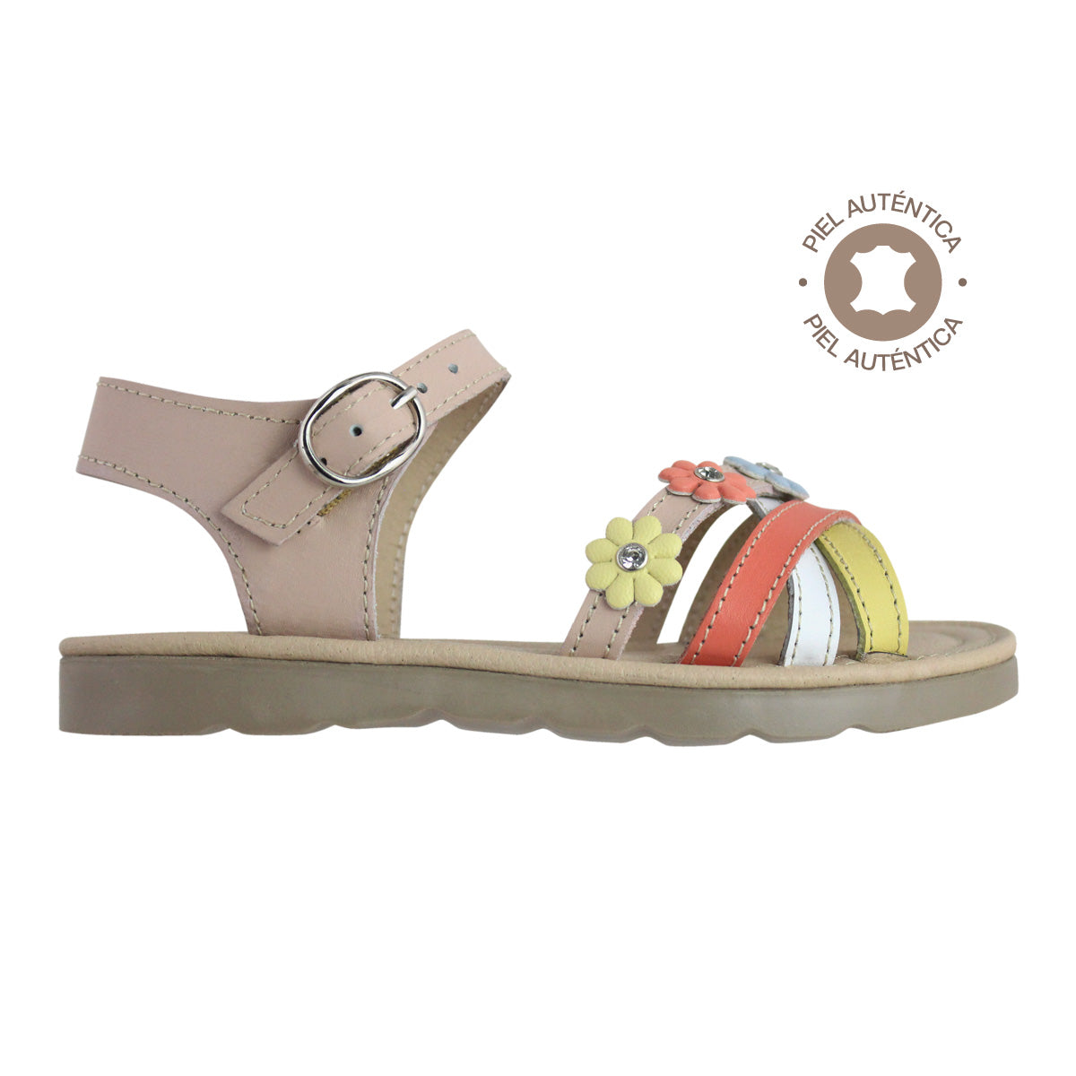 Sandalia Niña 2040 Piel Maquillaje con Flores
