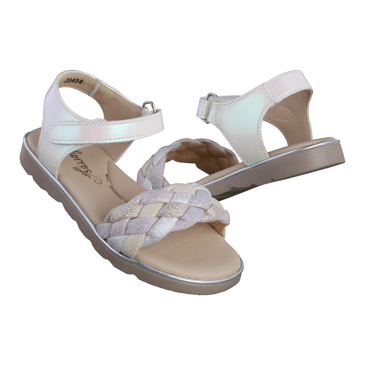 Sandalia Niña 20404 Beige Nacarado con Trenza