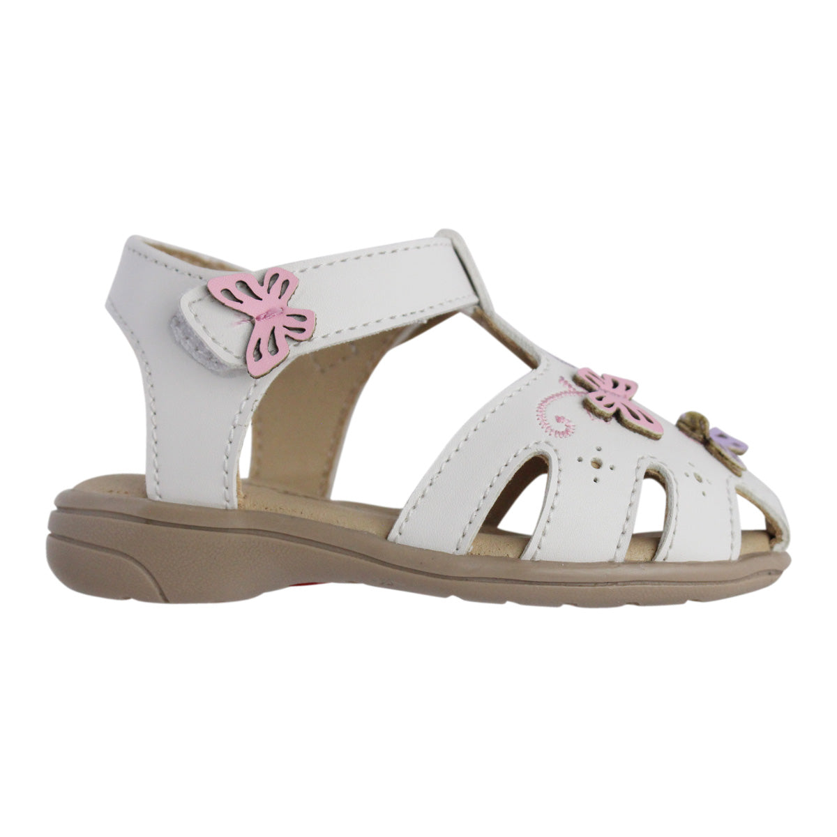 Sandalia Niña 20426 Piel Blanca con Mariposas