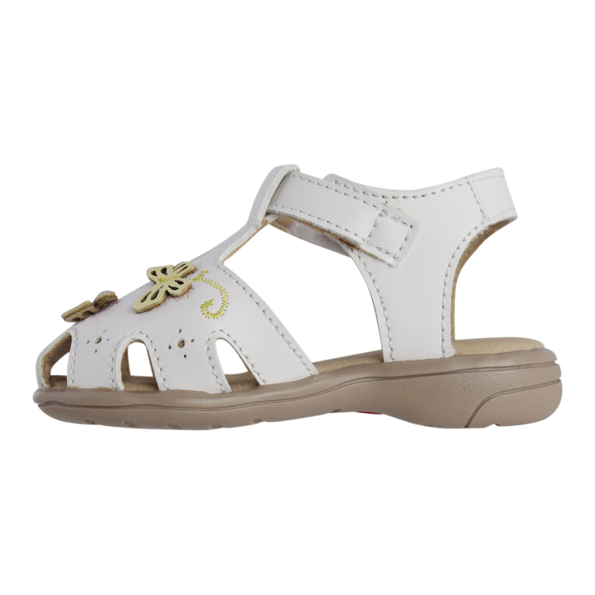 Sandalia Niña 20426 Piel Blanca con Mariposas