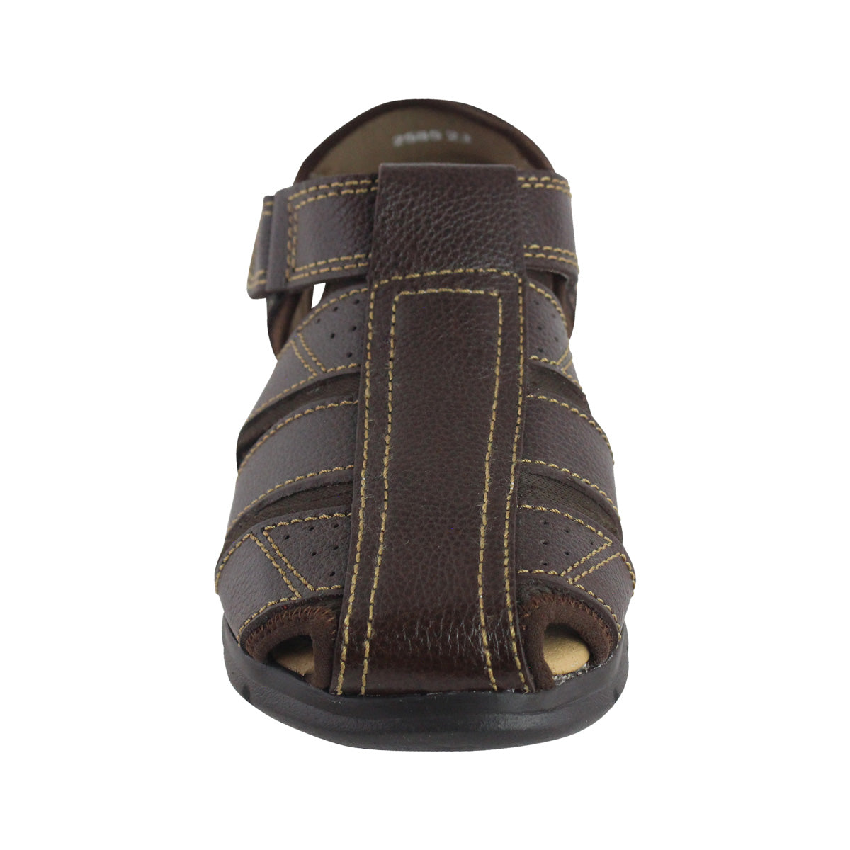 Sandalia Hombre 2585 Piel Café con Velcro