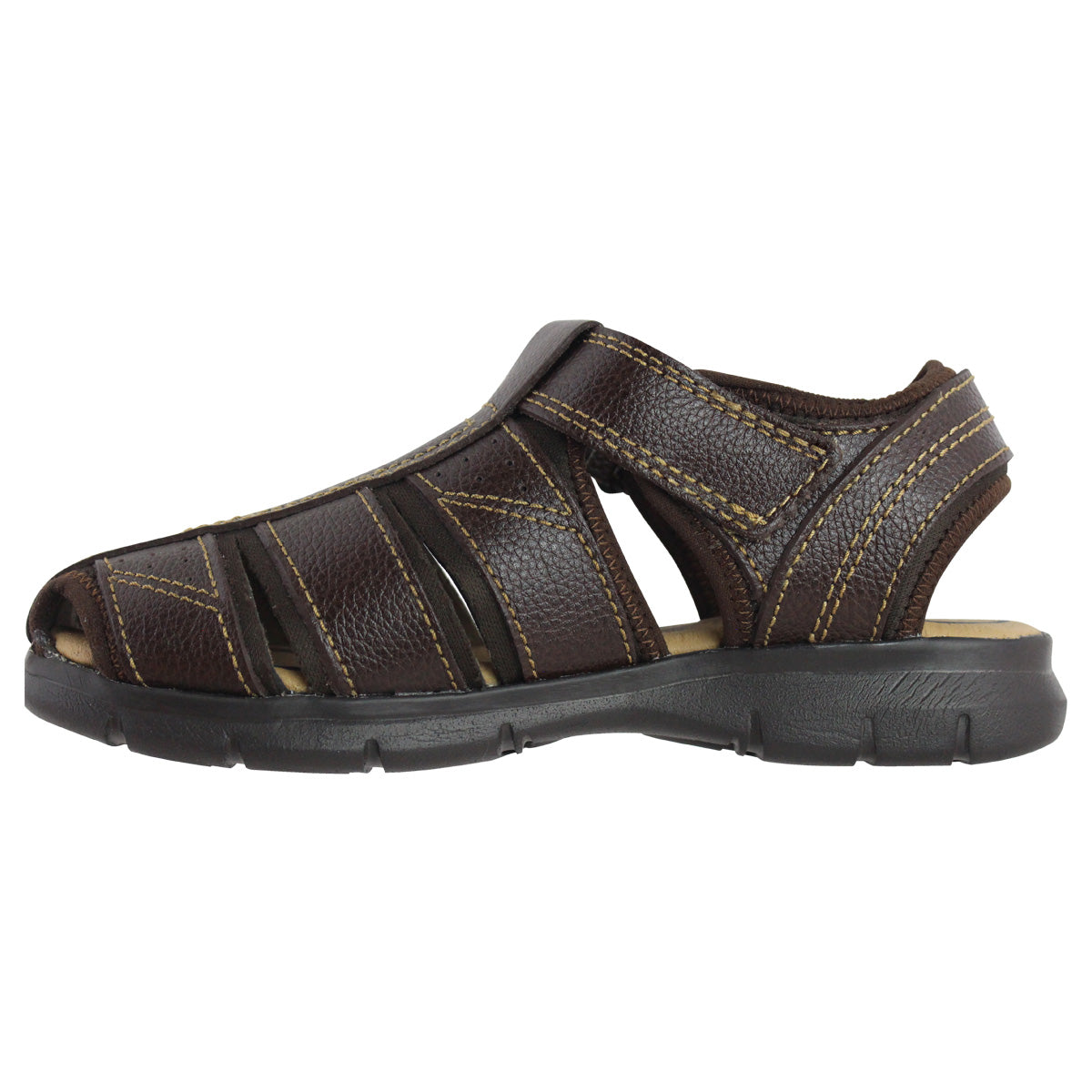 Sandalia Hombre 2585 Piel Café con Velcro