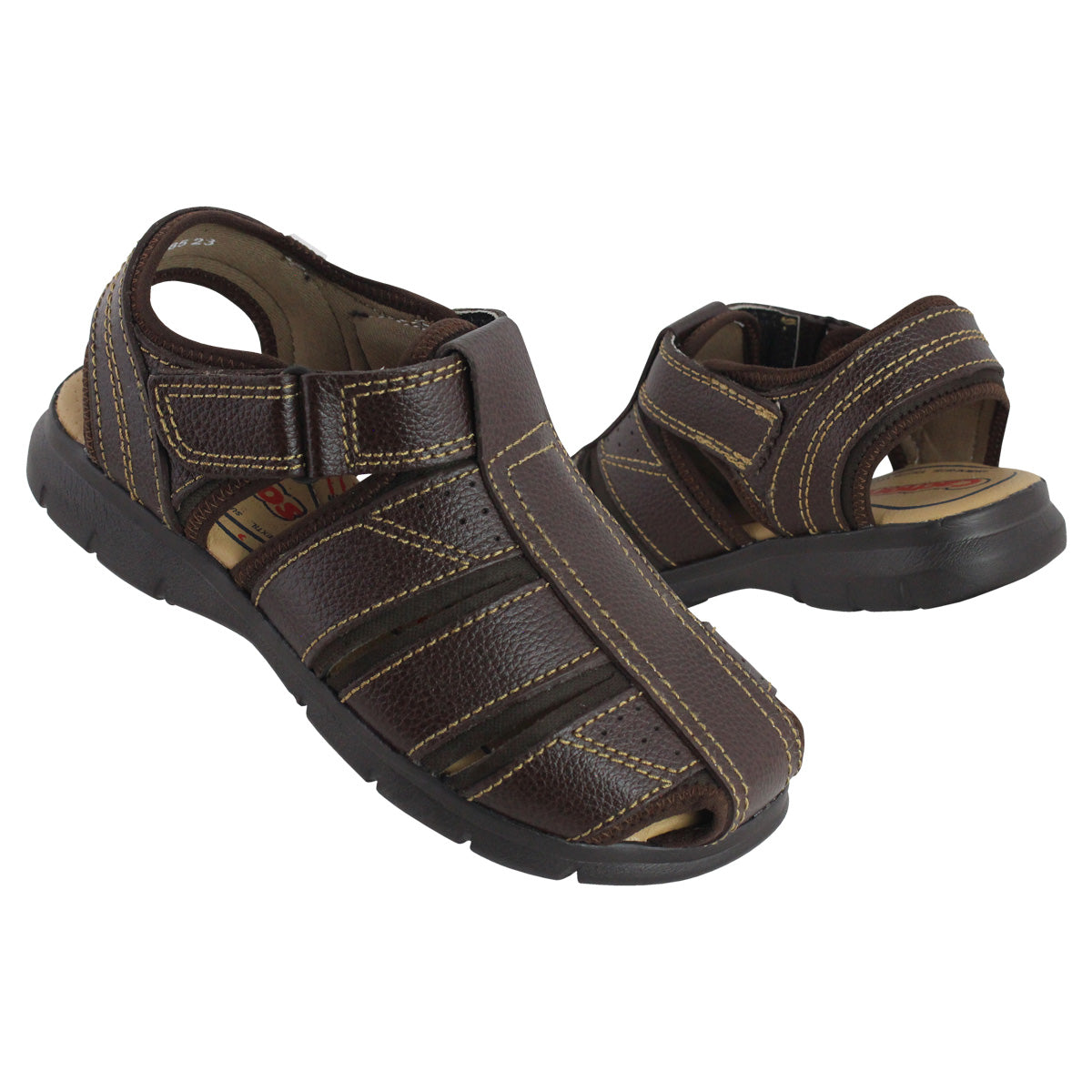 Sandalia Hombre 2585 Piel Café con Velcro