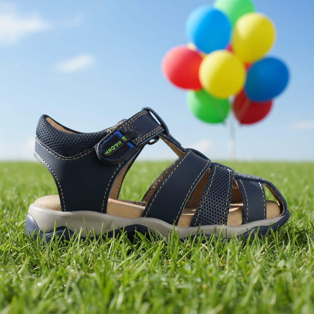 Sandalia Niño 2826 Piel Azul con Velcro