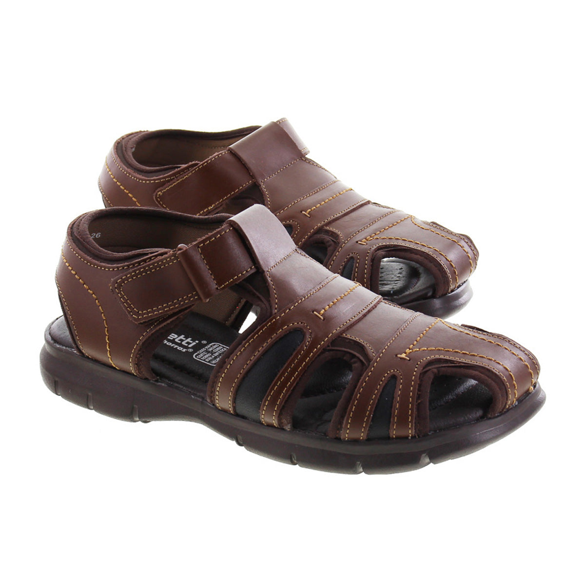 Sandalia Hombre 2880 Piel Café con Velcro