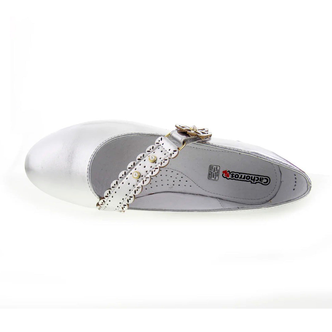 Balerina Casual Niña 30003 Plata con Flor