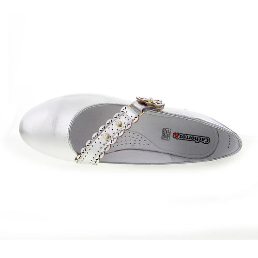 Balerina Casual Niña 30003 Plata Con Flor