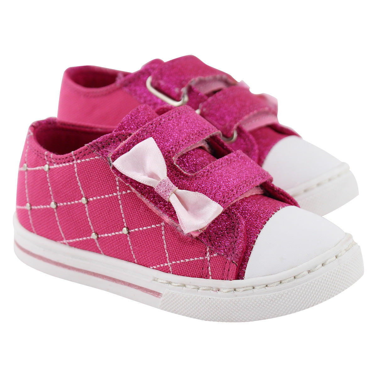 Tenis Niña 306 Rosa Mexicano con Moño y Brillos