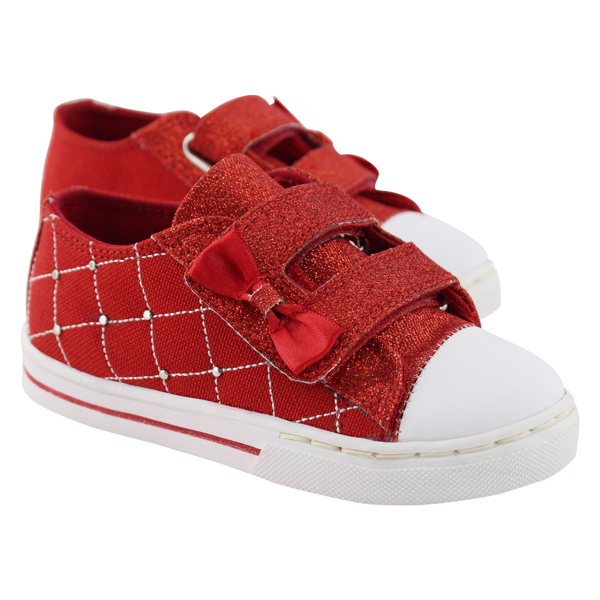 Tenis Niña 306 Lona Rojo con Velcrol y Moño