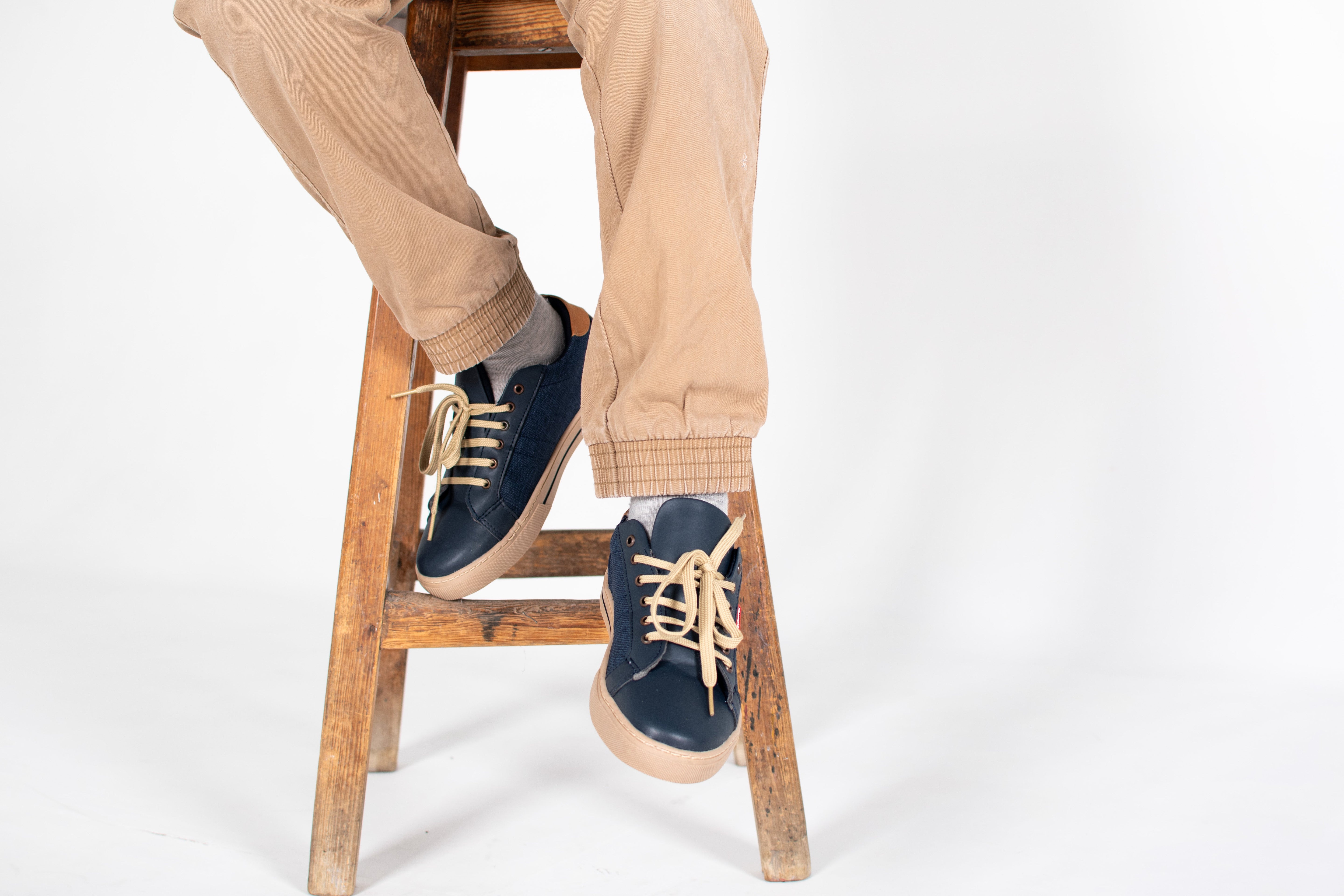 Tenis Niño 32132 Lona Marino con Cintas