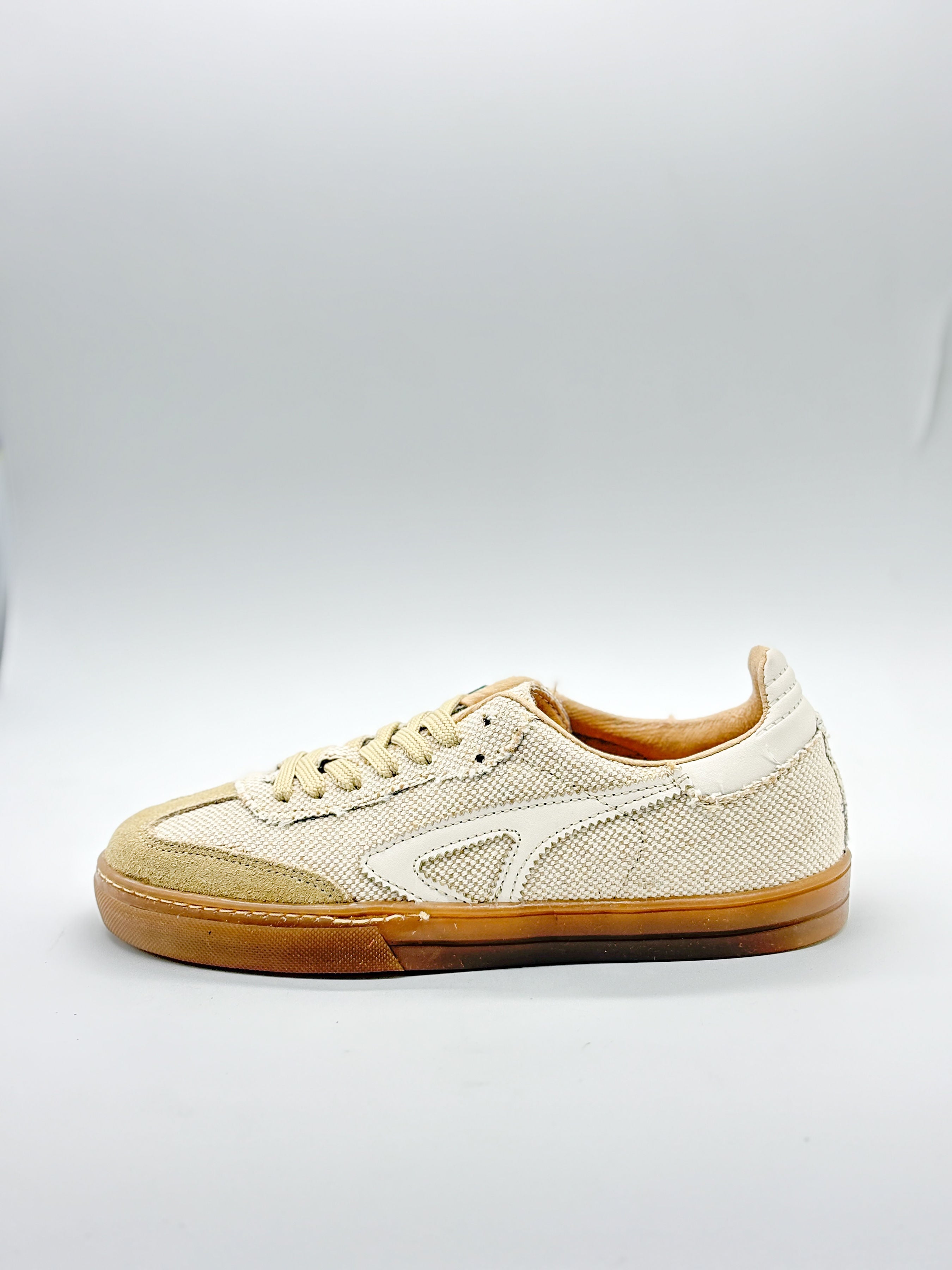 Tenis Mujer 32210 Davina Lona Beige con Gamuza