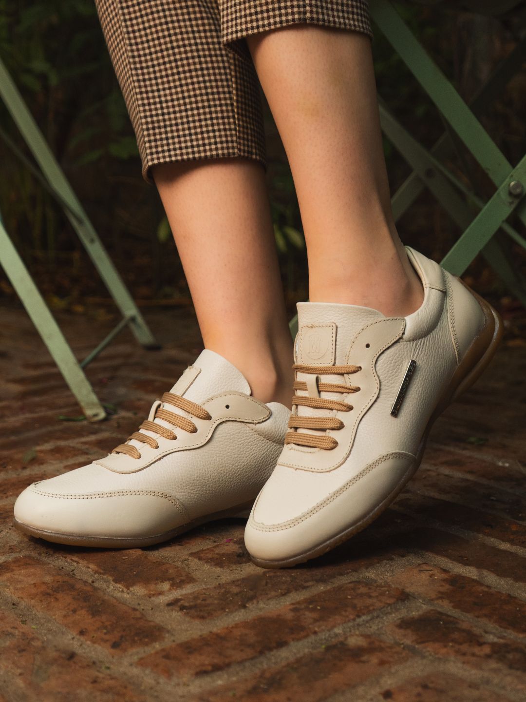 Tenis Mujer 35500 Piel Marfil con Agujetas