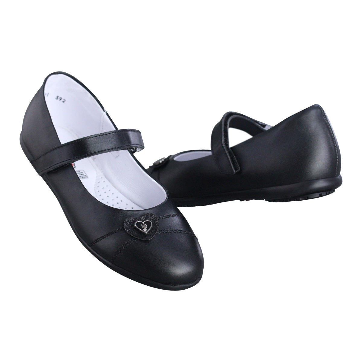 Zapato Escolar Niña 3821 Piel Negra con Velcro