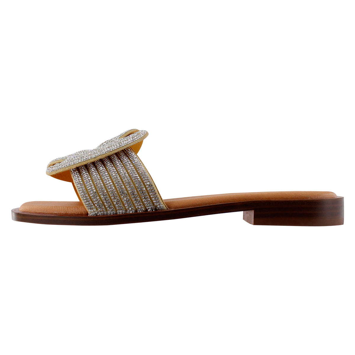 Sandalia de Mujer 4545 Davina Cloe Beige con Brillos
