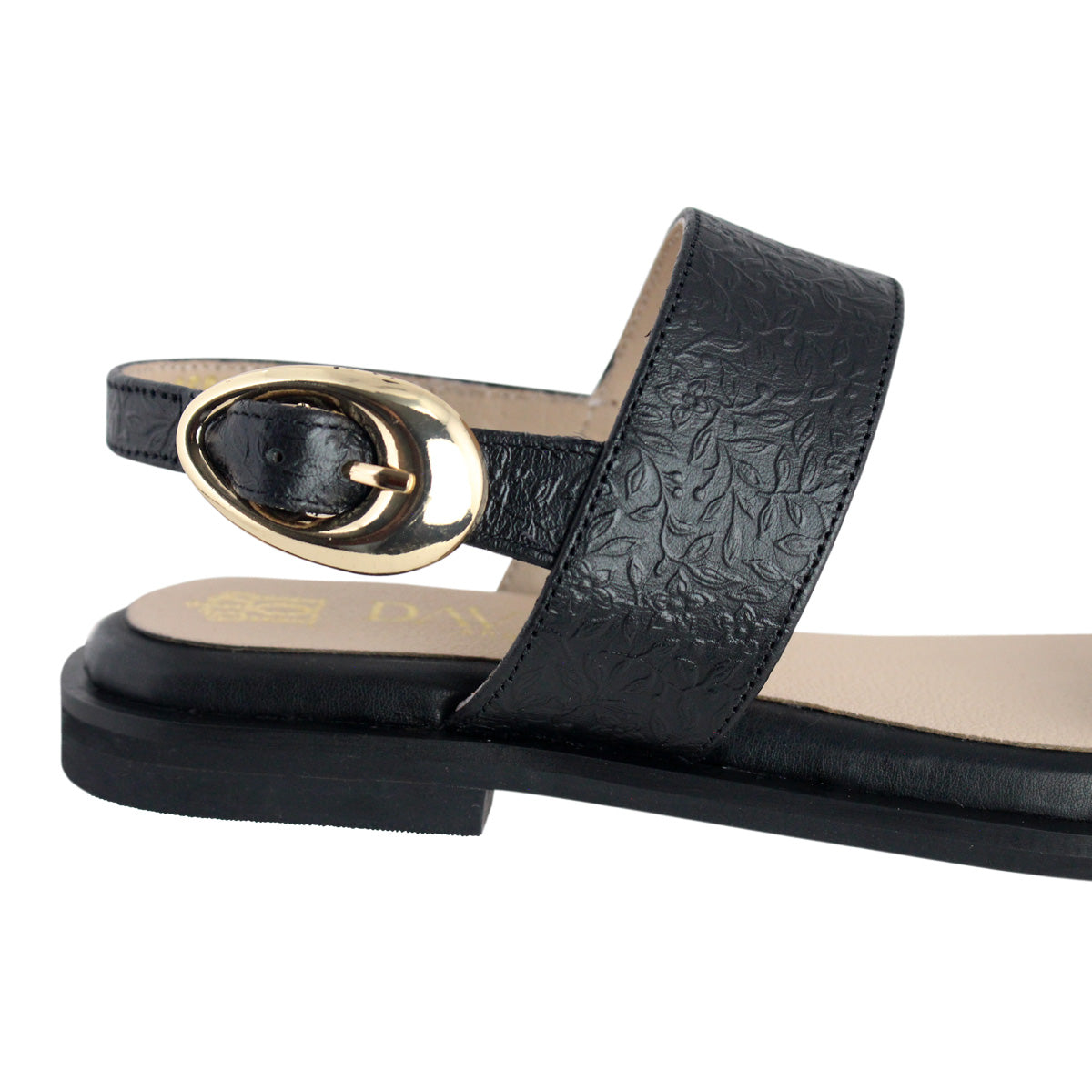 Sandalia Mujer 4552 Piel Lirio Negro con Hebilla