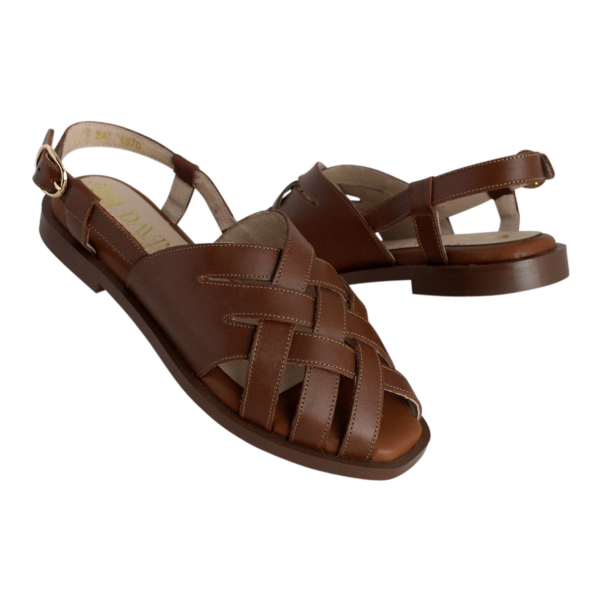 Sandalia Mujer 4570 Piel Café con Hebilla