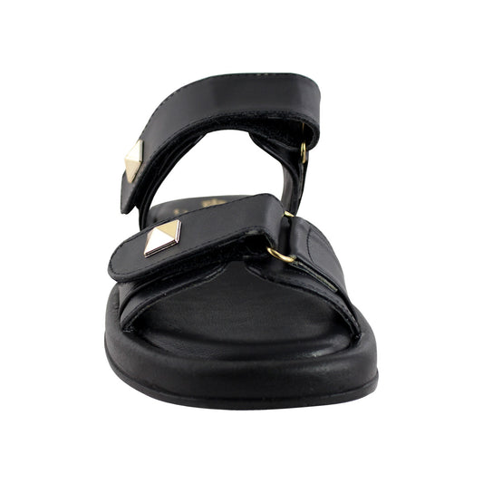 Sandalia de Mujer 4825 Davina Color Negro Doble Velcro con Estoperoles