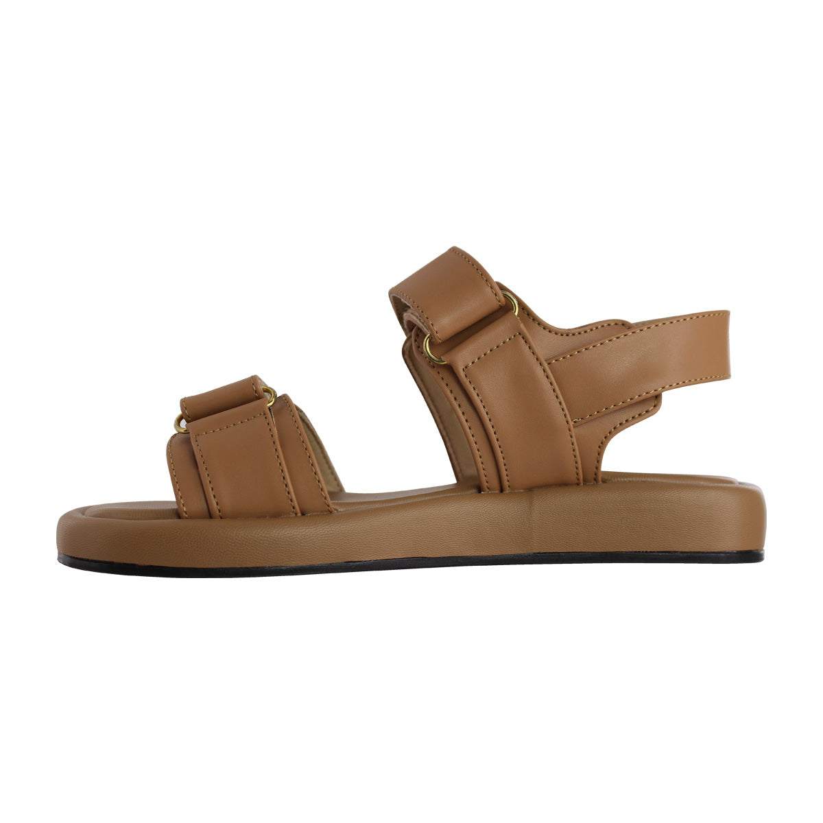 Sandalia de Mujer 4825 Davina Camel Doble Velcro con Estoperoles