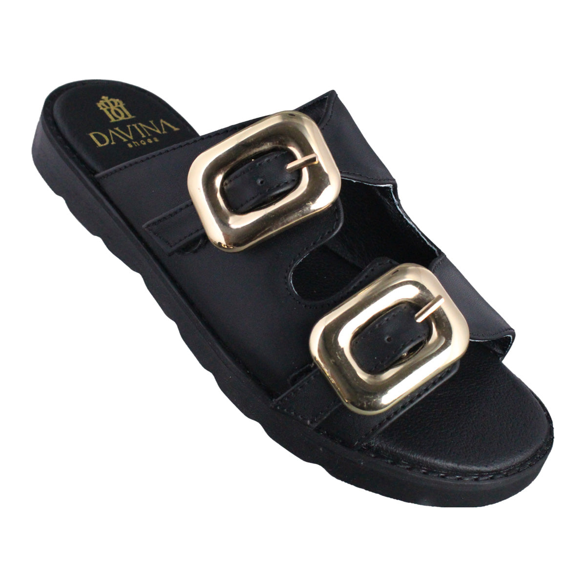 Sandalia Mujer 4865 Negro con doble Hebilla