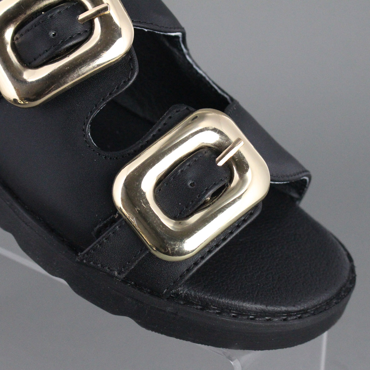 Sandalia Mujer 4865 Negro con doble Hebilla