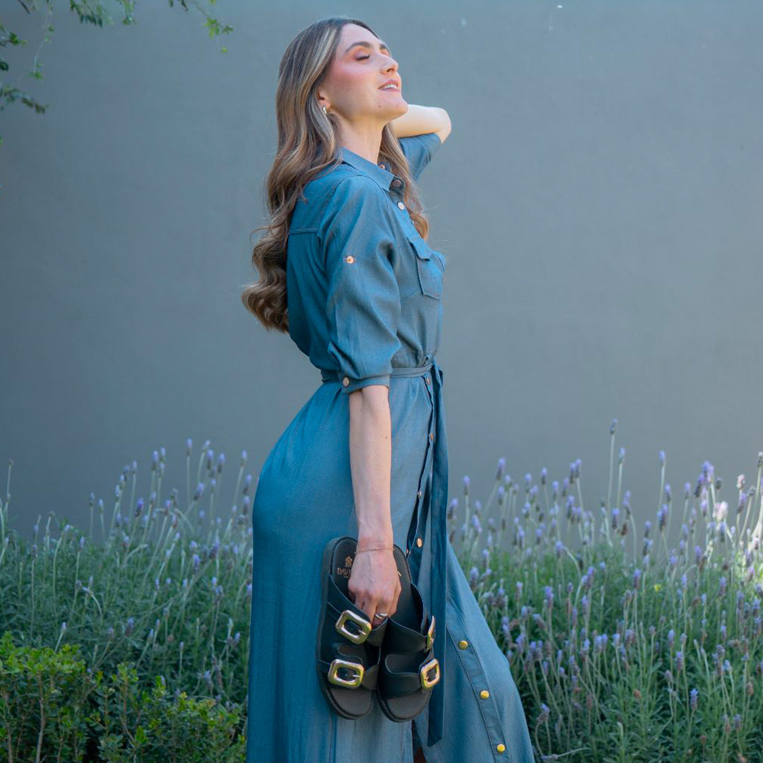 Sandalia Mujer 4865 Negro con doble Hebilla