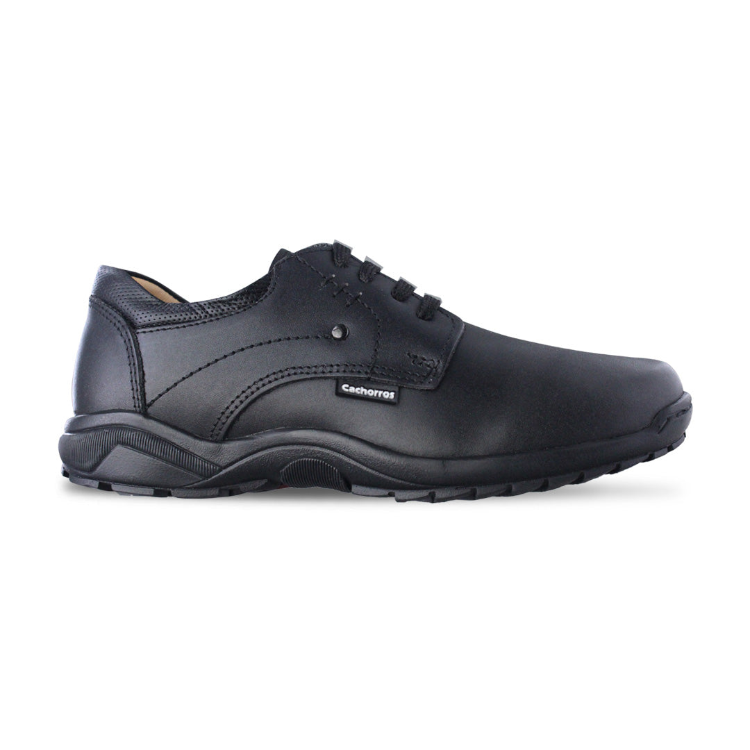 Zapato Escolar Niño 5030 Piel Negra Agujetas