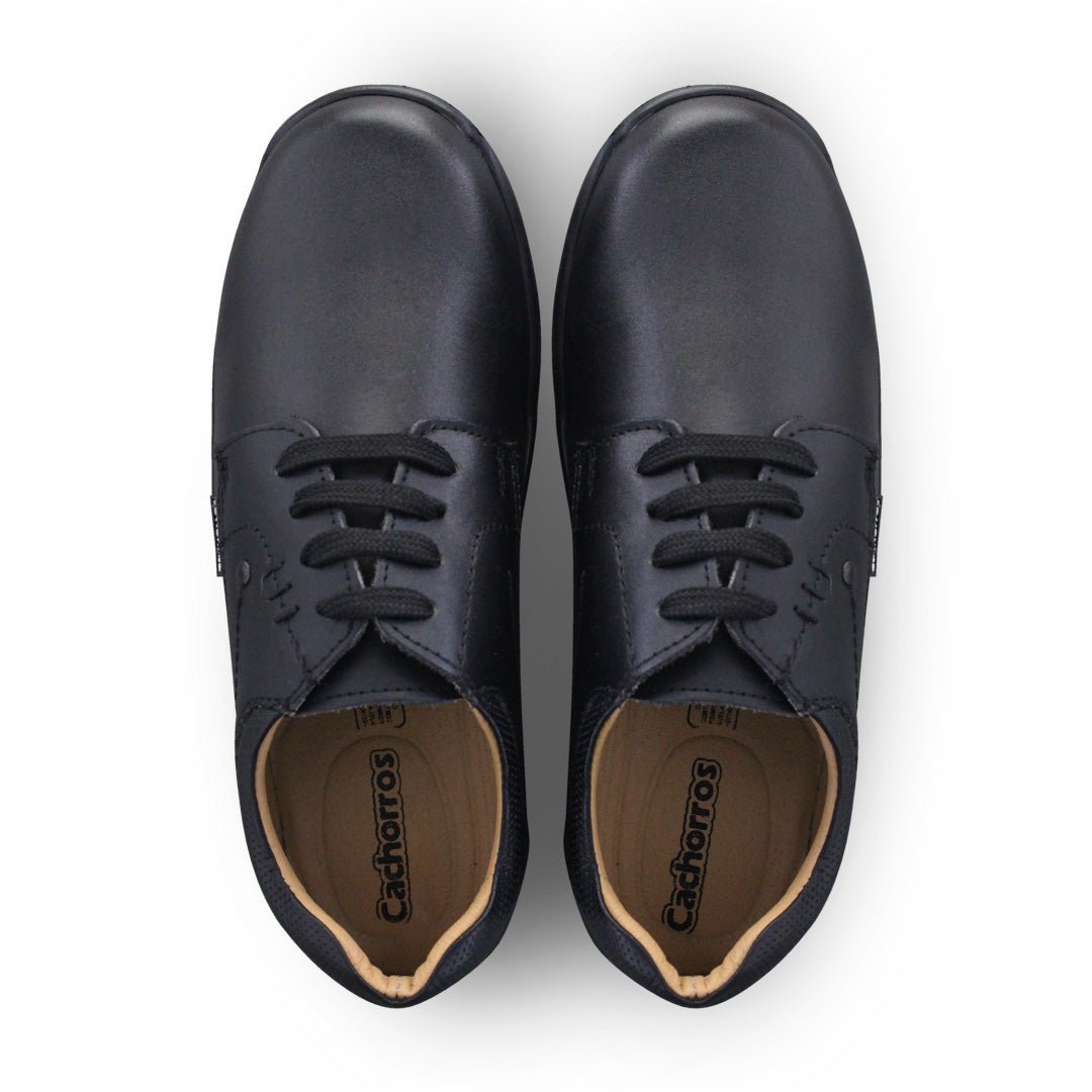 Zapato Escolar Niño 5030 Piel Negra Agujetas