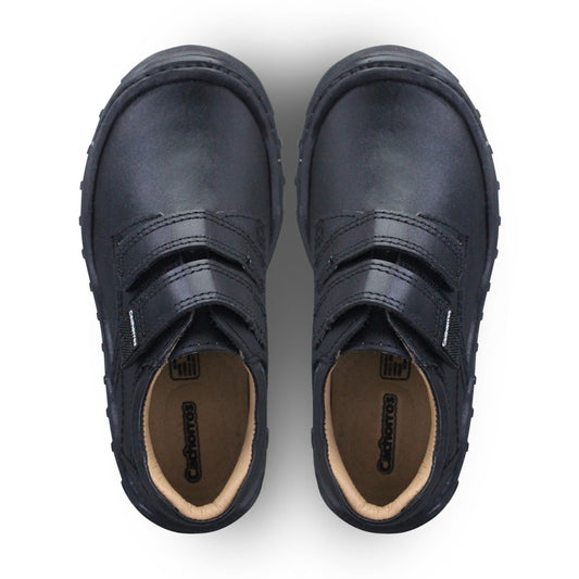 Zapato Escolar Niño 5826 Piel Negra doble Velcro
