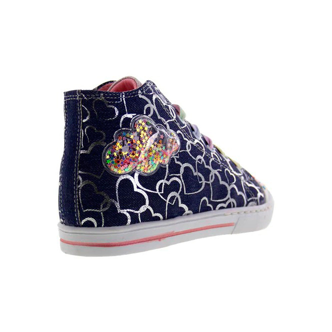 Tenis Niña 602 Azul con Corazones