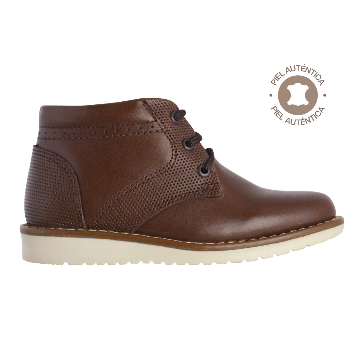 Bota Niño 6172 Piel Café con Cintas