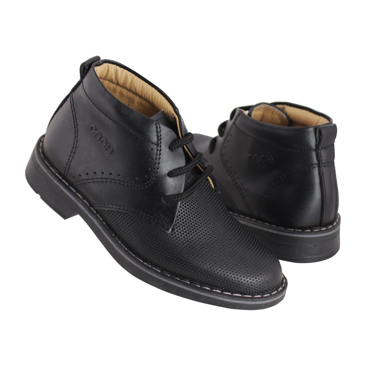 Bota Niño 6183 Piel Negro con Cintas