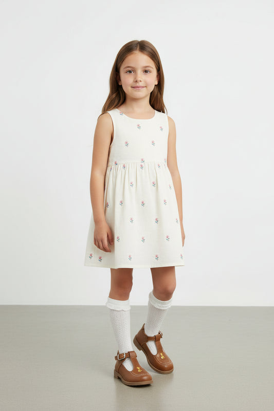Botita Niña 6723 Piel Miel Bordada