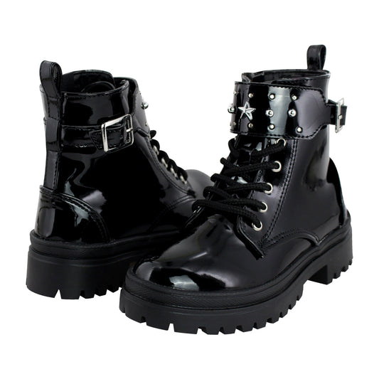 Bota Niña 72047 Charol Negro con Estoperoles