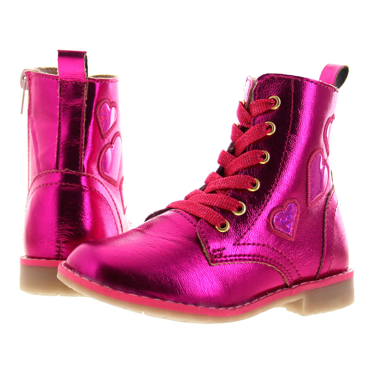 Bota Niña 7216 Rosa Fiusha con Corazones