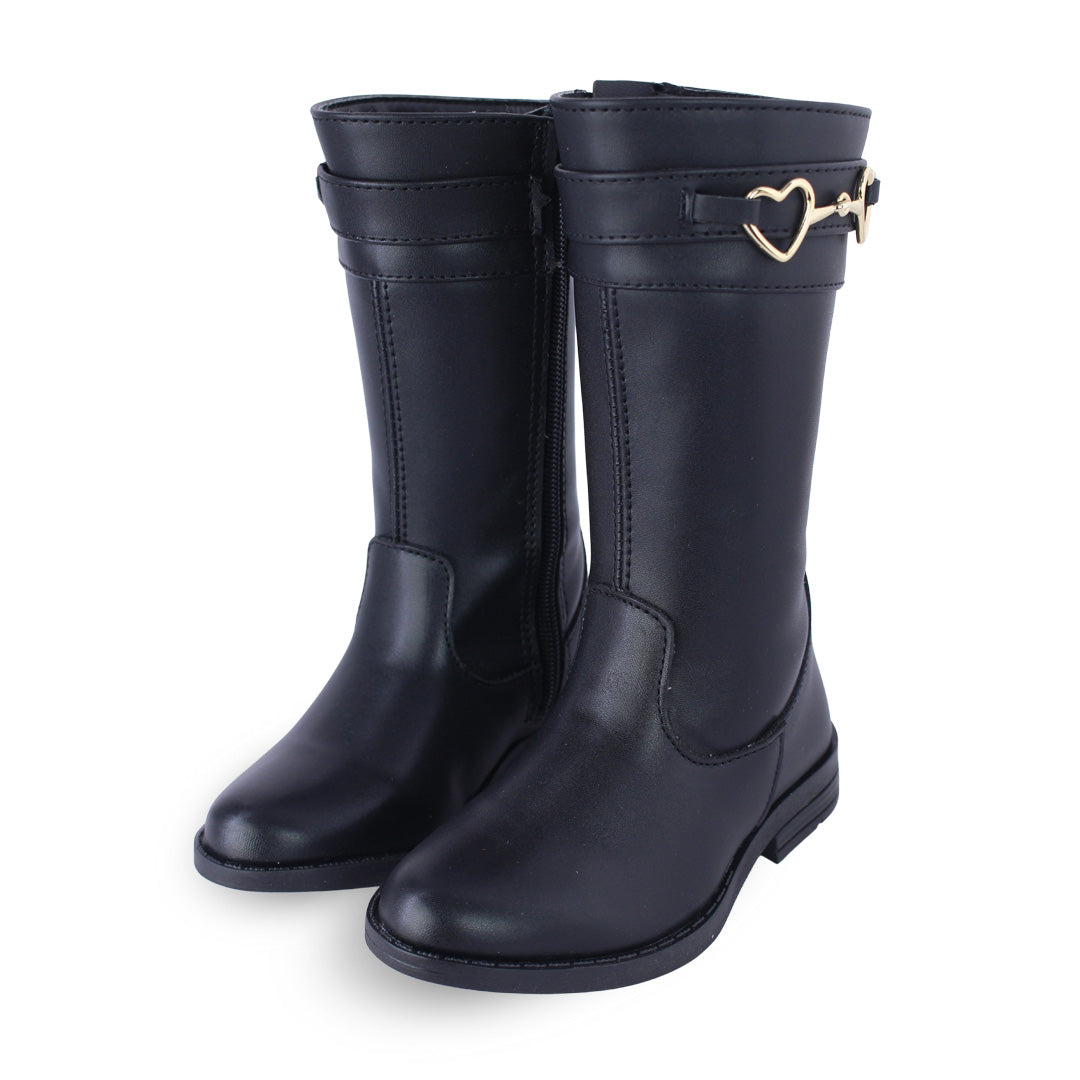 Bota Alta Niña 73500 Negro con Corazones Dorados, vista 5