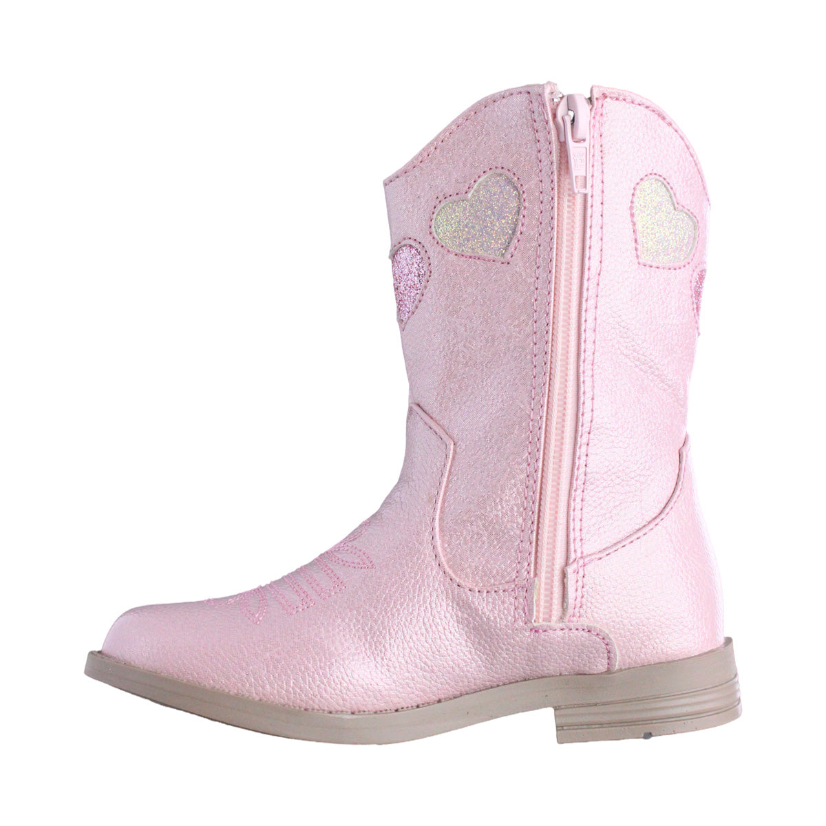 Bota Vaquera Niña 74023 Rosa con Corazones y Brillos