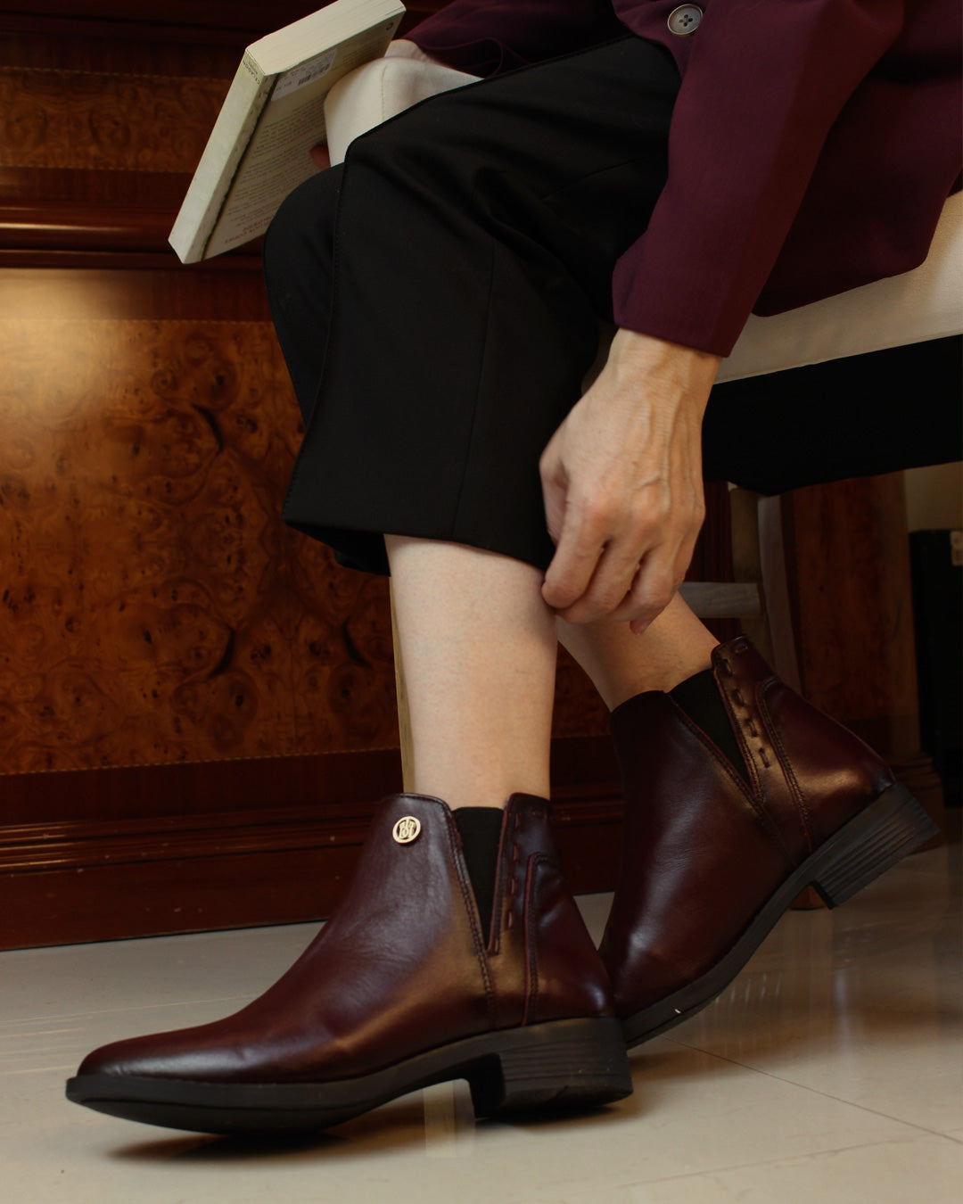 Botín 74166 Davina Piel Vino