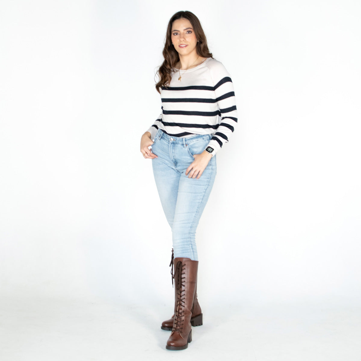 Bota Alta 85110 Davina Café Claro