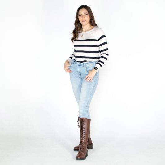 Bota Alta 85110 Davina Café Claro
