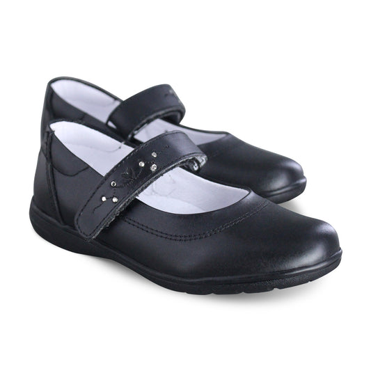 Calzado Escolar Niña 9254 Piel Negro con Velcro