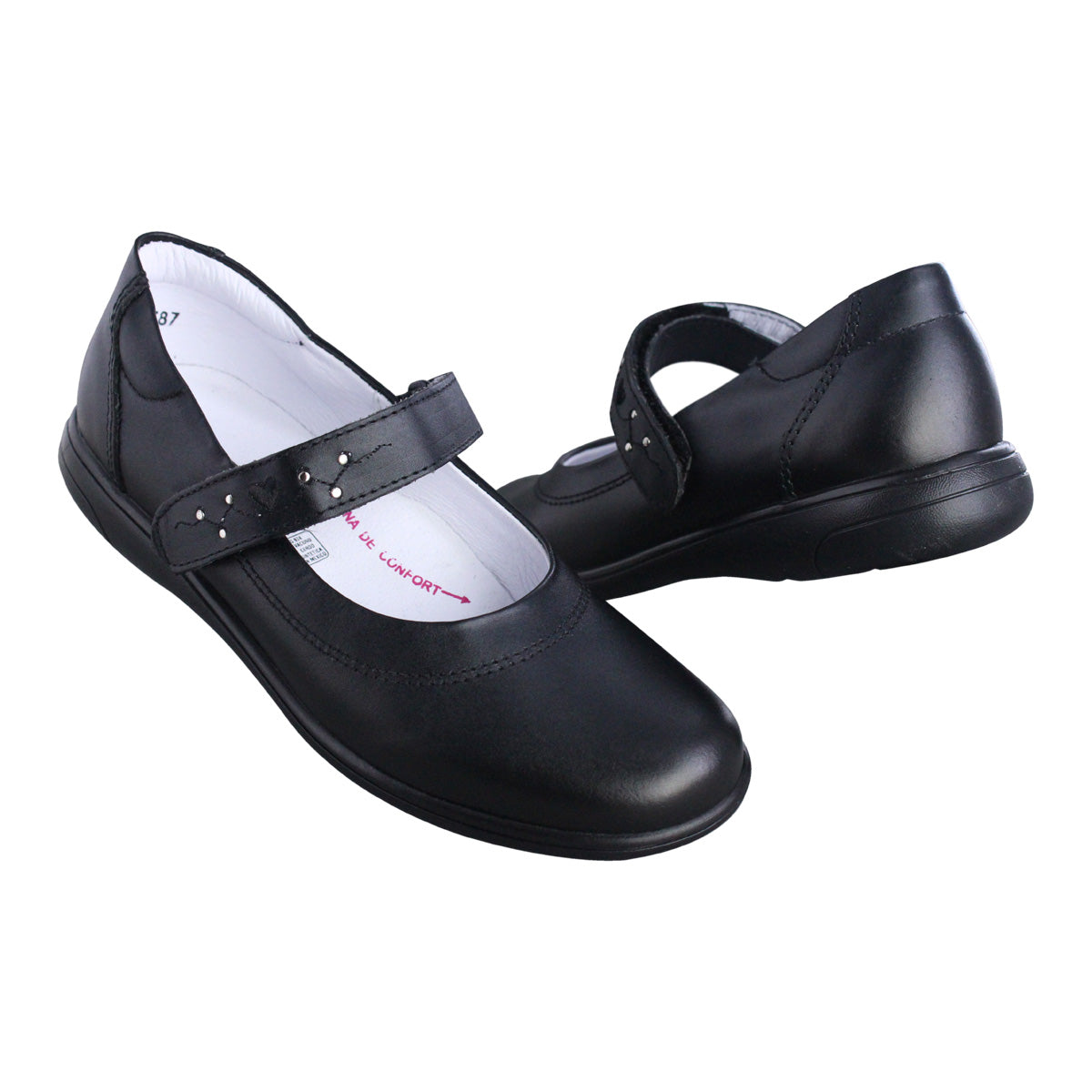 Calzado Escolar Niña 9254 Piel Negro con Velcro