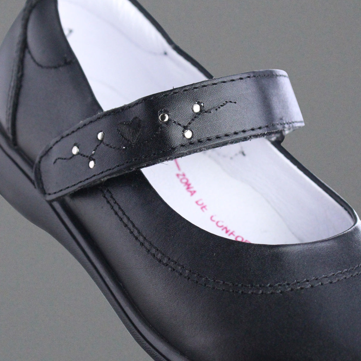 Calzado Escolar Niña 9254 Piel Negro con Velcro